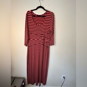 Versona Women's Orange/Navy Stiped Maxi Dress Size XL